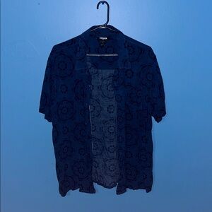 RSQ Blue Floral Casual Button Down Shirt